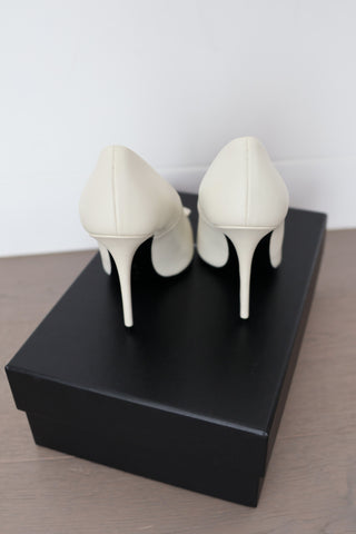 Saint Laurent Kayla 110 white nappa leather heels Blanc Optique new in box.