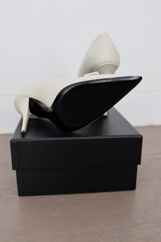 Saint Laurent Kayla 110 white nappa leather heels Blanc Optique new in box.