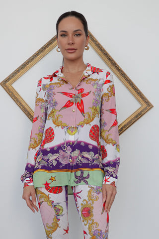 Versace for Riachuelo Marine Print Shirt, Size 36