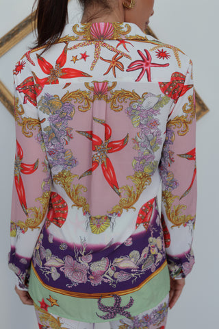 Versace for Riachuelo Marine Print Shirt, Size 36