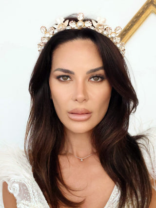 Ael Este Gold Sofia Pear Headband - OS
