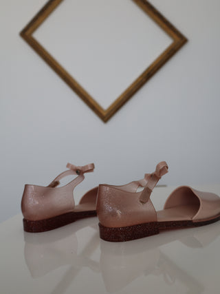 Mini Melissa blush pink glitter jelly shoes size 35 EU.