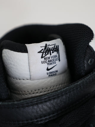 Nike x Stüssy Air Force 1 Mid Light Bone Black sneakers size 33.5 EU.