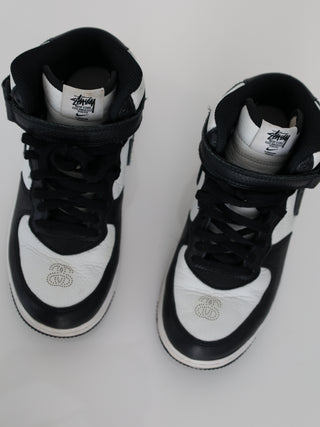 Nike x Stüssy Air Force 1 Mid Light Bone Black sneakers size 33.5 EU.