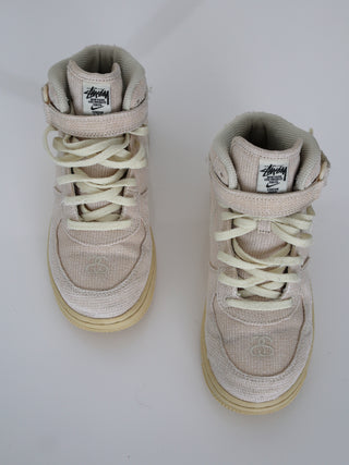 Nike x Stüssy Air Force 1 Mid Fossil cream sneakers size 33.5 EU.