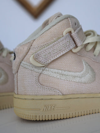 Nike x Stüssy Air Force 1 Mid Fossil cream sneakers size 33.5 EU.