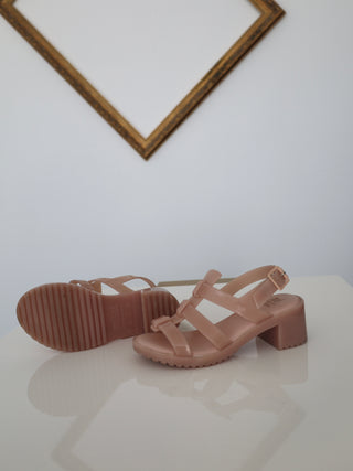 Melissa Mel Flox High pink slingback sandals with low block heel size 31 EU.