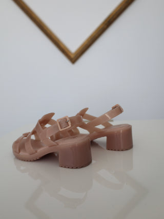 Melissa Mel Flox High pink slingback sandals with low block heel size 31 EU.