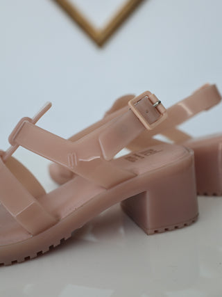 Melissa Mel Flox High pink slingback sandals with low block heel size 31 EU.