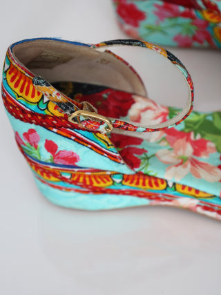 Dolce & Gabbana Girls' Floral Wedge Sandals – Size 33