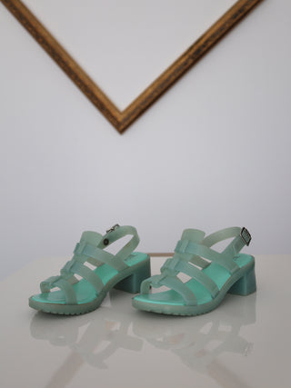 Melissa Possession Heel AD green fisherman style heeled sandals size 33 EU.