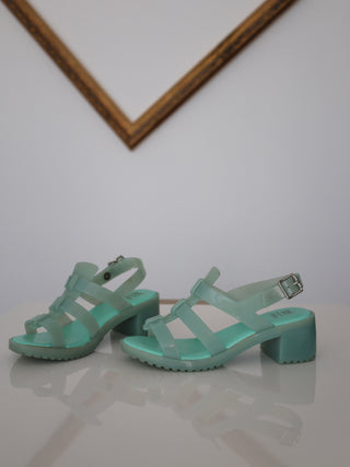 Melissa Possession Heel AD green fisherman style heeled sandals size 33 EU.
