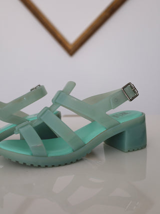 Melissa Possession Heel AD green fisherman style heeled sandals size 33 EU.