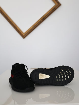 Adidas Yeezy Boost 350 V2 black red kids sneakers size 27 EU.