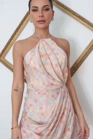Zimmermann Circus Drape Dress – Checkered Silk, Size 0