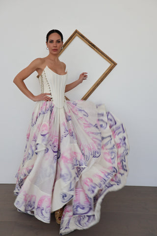 Zimmermann White Corseted Silk-Linen Maxi Dress – One-of-a-Kind Sample - Size 1