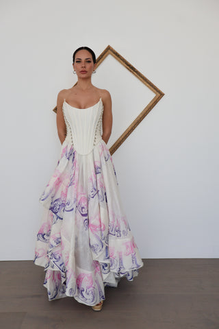 Zimmermann White Corseted Silk-Linen Maxi Dress – One-of-a-Kind Sample - Size 1