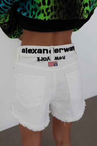 Alexander Wang White Distressed Denim Shorts - Size M