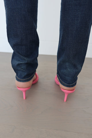 Louis Vuitton Candy Pink Lambskin Monogram Mules - Size 38