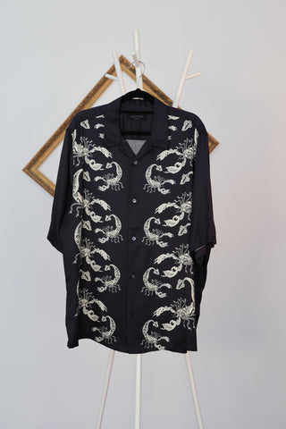 AllSaints Skorpio navy blue short sleeve men’s shirt