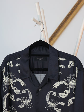 AllSaints Skorpio navy blue short sleeve men’s shirt