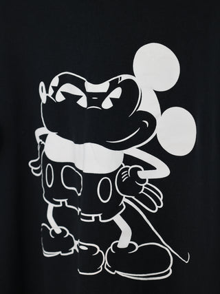 Wood Wood x Disney black Mickey Mouse graphic T-shirt hanging on display