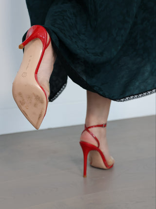 Gianvito Rossi red leather and plexi star ankle strap sandals with clear PVC detailing