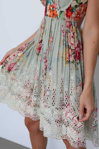 Zimmermann Sundance floral embroidered cotton dress with feminine silhouette