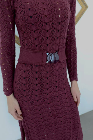Zimmermann Burgundy Wool Knit Maxi Dress - Size 8