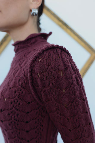 Zimmermann Burgundy Wool Knit Maxi Dress - Size 8