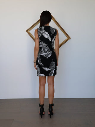 Alexander Wang black Hawaiian jacquard sleeveless bodycon dress, size M