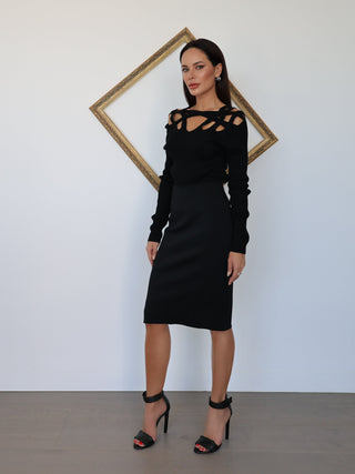 Helmut Lang black pencil skirt with clean tailored silhouette, size S