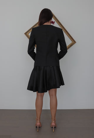 Michael Michael Kors black cutaway jacket with grommet detailing, tailored fit, size 4.
