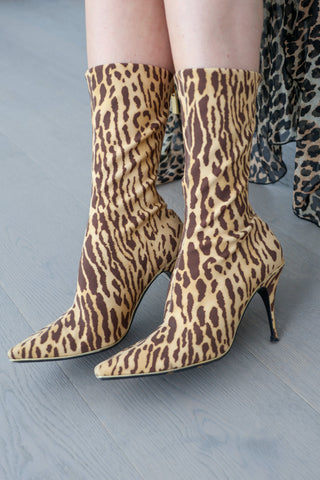 Zimmermann leopard print Lycra mid-length booties size 38.