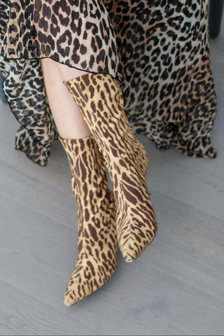 Zimmermann leopard print Lycra mid-length booties size 38.