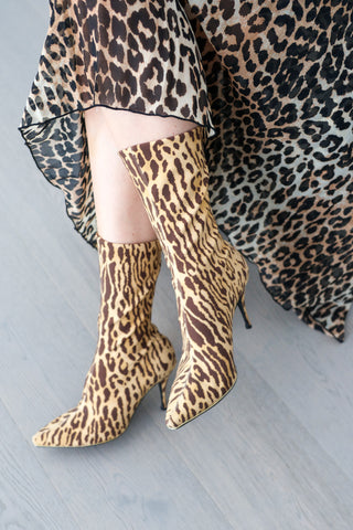 Zimmermann leopard print Lycra mid-length booties size 38.