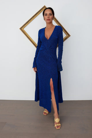ROTATE Birger Christensen blue metallic dress size small.