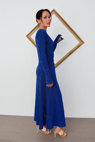 ROTATE Birger Christensen blue metallic dress size small.