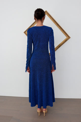 ROTATE Birger Christensen blue metallic dress size small.