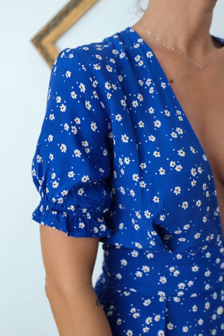 Faithfull The Brand Farah dress in Cobalt Betina Floral size AU 8.
