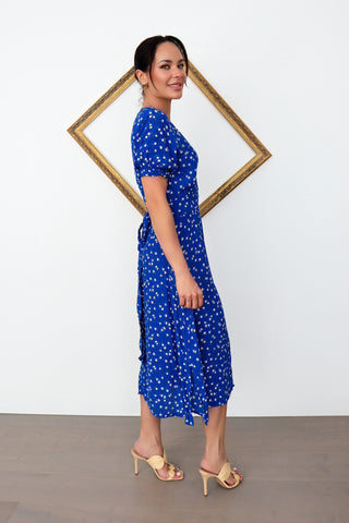 Faithfull The Brand Farah dress in Cobalt Betina Floral size AU 8.