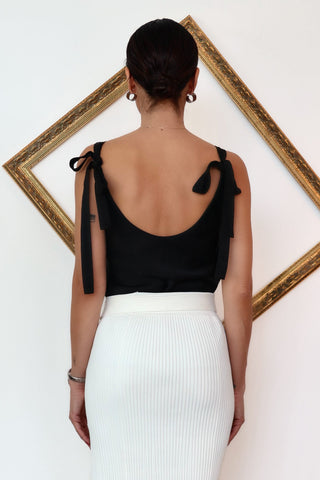 Zimmermann black tie strap tank top scoop neckline with bow shoulder straps