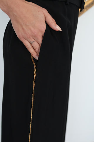 Zimmermann Wide Leg Pant, Black, Chain Trim, Size 2