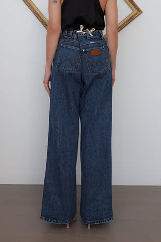 Wrangler x Staud Wide Leg Jeans, Blue, Size 28x32
