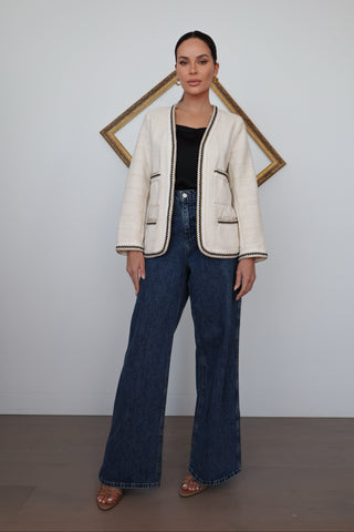 Sandro Adeline Tweed Jacket, Ecru, Size 10