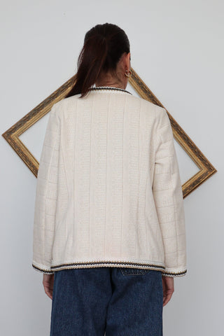 Sandro Adeline Tweed Jacket, Ecru, Size 10