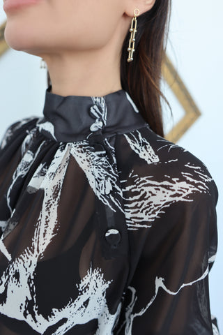 Adam Lippes Black Sheer Blouse  - Size 8