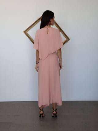 Bianca Spender pink satin Illusionist dress with fluid drape, size 6