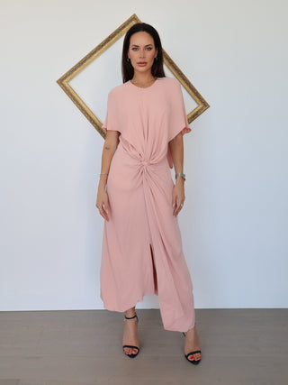 Bianca Spender pink satin Illusionist dress with fluid drape, size 6