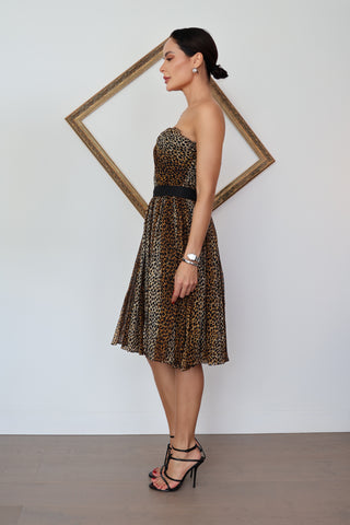 Dolce & Gabbana leopard silk chiffon strapless dress size IT 40, very good condition.